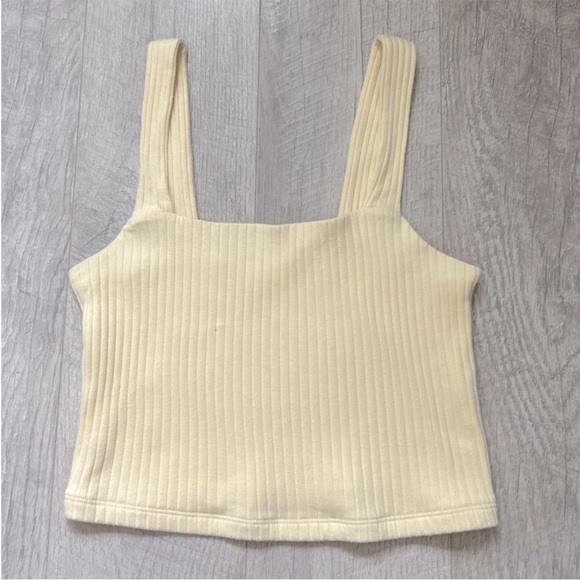 American Eagle Outfitters Tops - American Eagle Yellow Ribbed Cropped Tank Top Sz Med